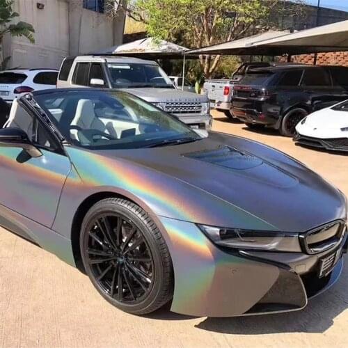 HOHOFILM Grey Chameleon Laser Neo Chrome Car Wrap Viny Holographic Chrome Car Stickers Laser Car Body Wrap Vinyl Air bubble free