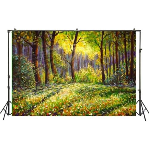 HUAYI Photography Background Cartoon Painted Forest Vinyl Baby Shower Birthday Party Child Photo Booth Backdrop Photo W-1758