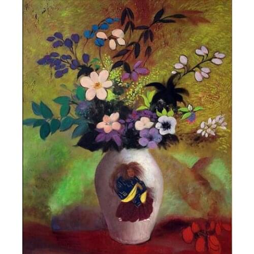 Top Skill Reproduction Hand-painted Abstract Style Flowers in Bottle Oil Painting Handmade Wall Artwork Decorative Canvas Paints