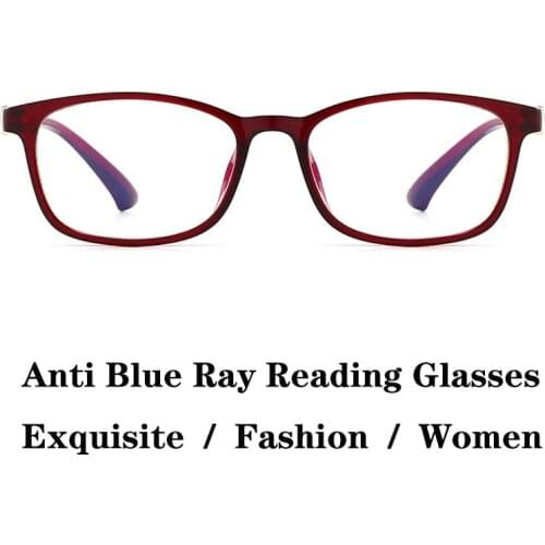 Fashion Anti Blue Ray Reading TR90 Eyewear Frame Exquisite Blue Light Protection Eyeglasses With Degree Lens Plus +1.0 To +4.0
