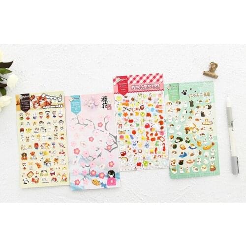 Cartoon sakura animals Sticker DIY Diary Scrapbook Notebook Album Cup Phone Decor Sticker Stationery School Supplies