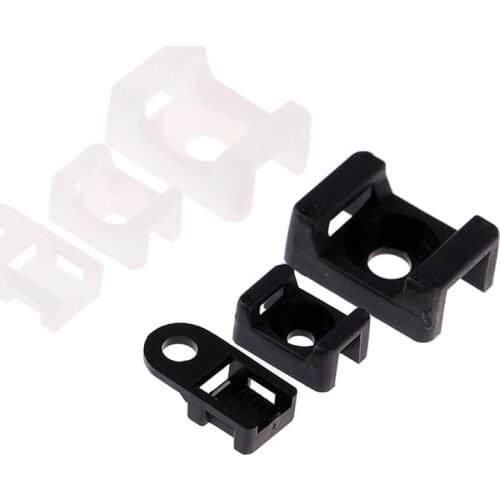 NEW 100PCs Cable Tie Mount Wire Buddle Saddle Type Plastic Holder White Black Plastic