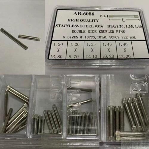 New! 316L Stainless Steel Pack Of 5 Double Ended Steel Knurled Link Pins For Rx Watch Bracelets