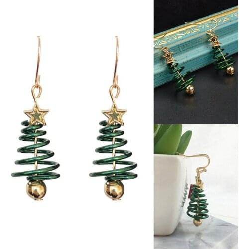 Brand New Girls Swirling Christmas Tree Long Earrings For Wemen Stars Spring Earring Cute Fashion Earjewelry