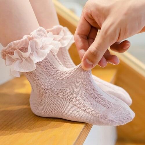 New Baby Girls Socks Kids Girl Frilly Lace Tutu Socks Cotton Children Dance Princess Sock Flowers Ruffled Solid Ankle Socks