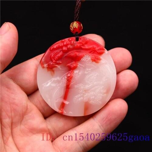 Jade Bird Pendant Amulet Women Natural Jewelry Gemstone Chinese Gifts Charm Necklace Carved Fashion Red White Jadeite