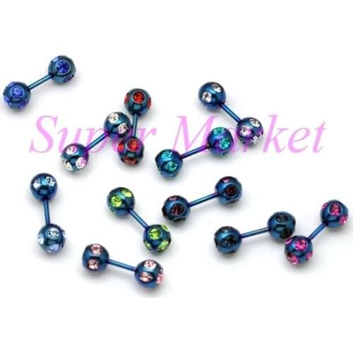 Bone Barbell Earring Stud Nail 16G bar Promotional Gift Hot Sale Vacuum Plating Titanium Blue Color Jewelry