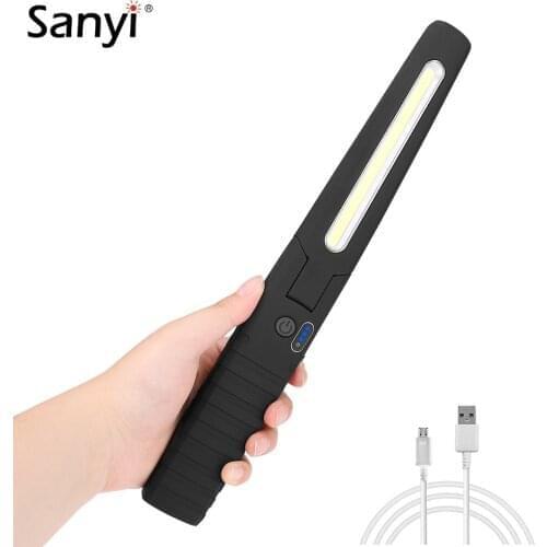 COB LED Flashlight USB Rechargeable Working Light Magnetic Torch Portable Lanterna Hanging Hook Tent Lamp for Outdoor Camping