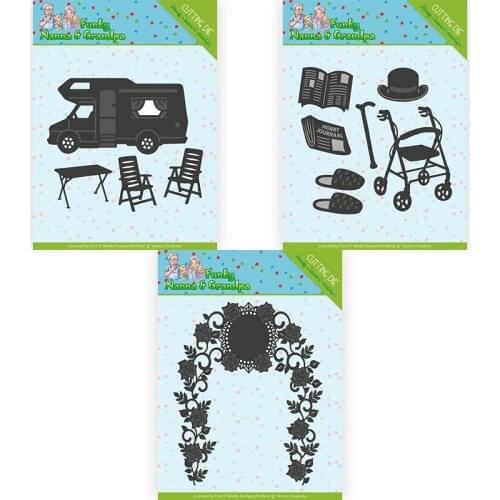 Piggy Craft metal cutting dies cut die mold Outdoor camper flower strips Scrapbook paper craft knife mould blade punch stencils