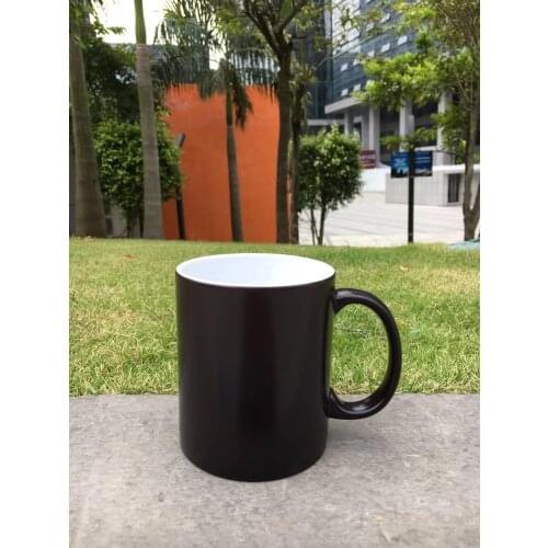 A grade plain matte black DIY ceramic heat sensitive color changing magic photo sublimation mug
