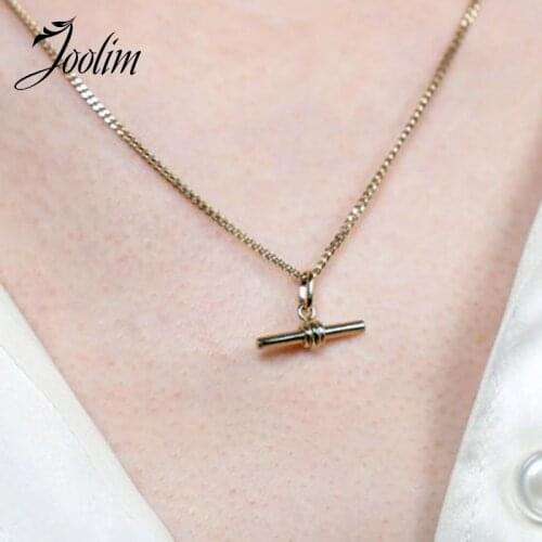 Joolim High Quality PVD Gold Finish Bar Pendant Toggle Stainless Steel Necklace Trendy Necklace