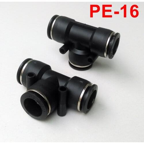 High Quality Pneumatic Fitting 5pcs/lot Pneumatic Air Fitting 16mm to 16mm to 16mm T Shape Quick Fitting Connector PE16