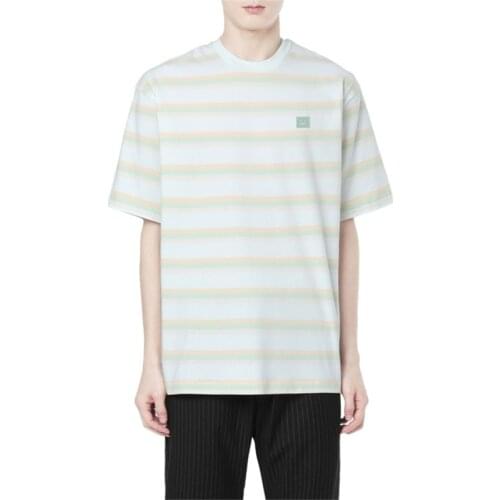 2021 New Summer Casual Ladies AC T-shirt Striped High Quality Women Tee Round Neck Loose Fashion Elegant Cotton Female Tops T287