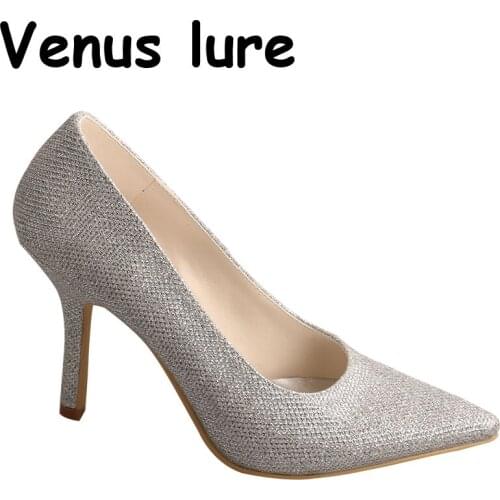 Custom Handmade Metallic Gray Wedding Shoes for Women Heels Bridal Pointed Toe Size 8