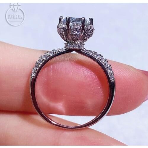 Blossom style 1ct one Carat Moissanite ring DF Color VVS high quality Wedding Rings 925 Sterling Silver Platinum Plated Female