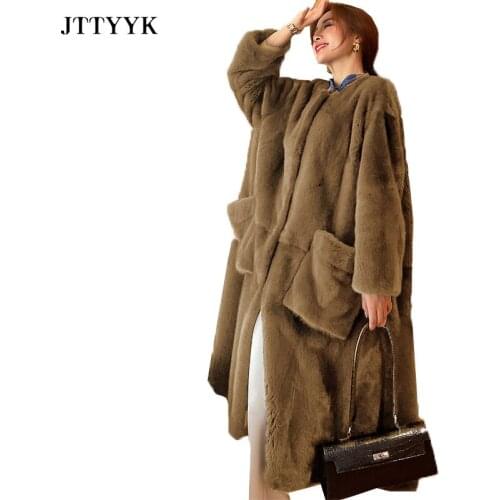 Plus size Clothing Women Winter Luxury Runway Faux Fur Coat Women Overcoat Fluffy Shearling Jacket Long Parkas Warm Outerwear