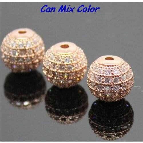10mm nhr34yle Ball bead spacer findings Boutique Micropave Round Shape Beads, Zircon micro inlay Beads,Brass Zircon bead