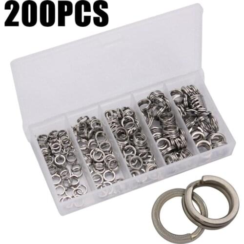 200Pcs/Set Stainless Steel Lua Bait Rings Wire Split Ring Strong Antiseptic Fishing Connectors