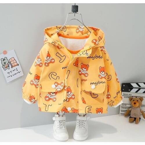 2021 Children Autumn Long Sleeve Jacket Boys Baby Cartoon Jacket Childrens Hooded Windbreaker