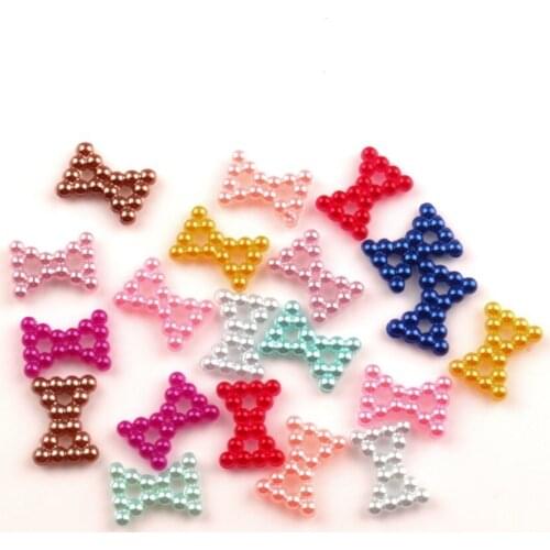 300Pcs Mixed Bowknot Pearls Beads Craft Handcraft Cabochon Flatback Decoration Embellishments For Scrapbooking Needlework Access