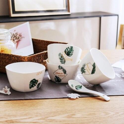 400ml 6.5cm in height Nordic Creative Round Leaf Ceramic Salad Bowl Hotel Bone China Rice Bowl Household Kitchen Supplies