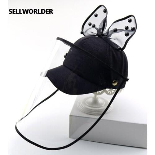 Anti-fog Protective 2020 Summer Lace Bow Outdoor Hat removable Childrens Baseball cap 54cm