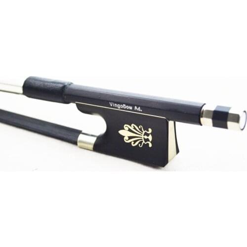 FREE SHIPPING 4/4 Balck Carbon Fiber VIOLIN BOW Good Quality Ebony Frog with Fleur De Lys Black Mane 106VB