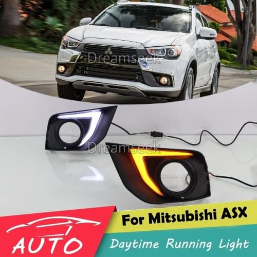 DRL for Mitsubishi ASX / Outlander Sport 2016 2017 2018 2019 2020 LED Daytime Running Light Fog Lamp Bezel With Turn Signal