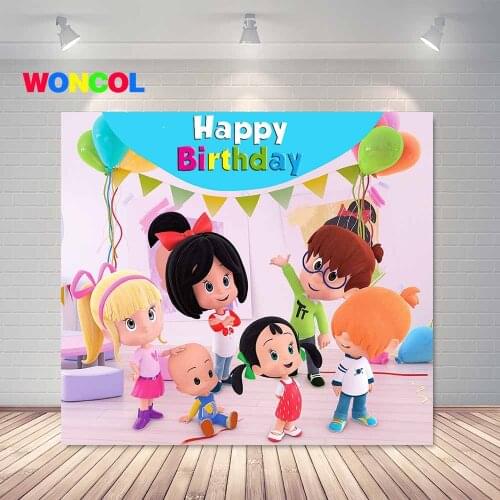 Woncol Cleo and Cuquin Photography Backdrop Happy Birthday Baby Shower Cartoon Photo Background Pink Vinyl Photo Booth Props