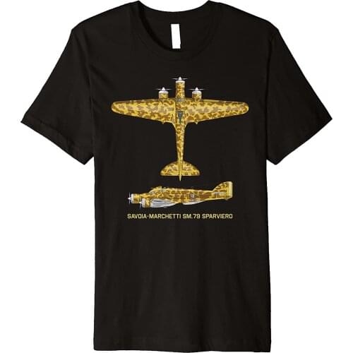 Savoia-Marchetti SM.79 Sparviero WW2 Italian Bomber Plane Men T-Shirt Short Casual 100% COTTON O-Neck men clothing