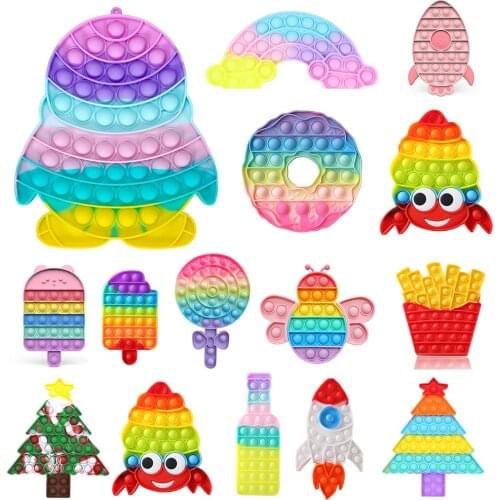 Fidget Rainbow Autism Relief Toys Sheep Push Bubble Sensory Squishy Stress Reliever Autism Anti-stress Toys for Adult Children