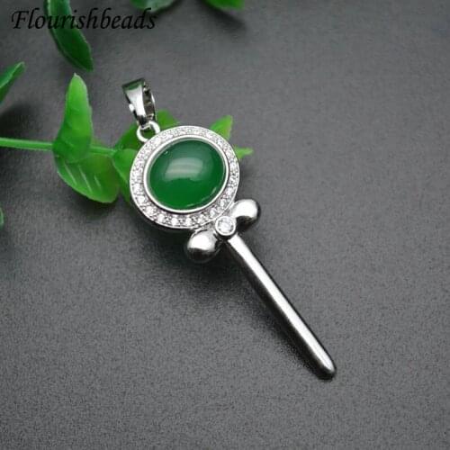 Key Shape Fine Jewelry Natural Gemstone Peridot Pendant Making Supplies for DIY Necklace Fashion Women Accessories Craft Stuff