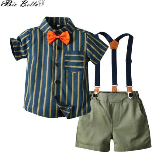 Kids Baby Boys Clothing Suit Fashion Gentleman Summer Party Birthday Summer Clothes T-Shirt+Pants Boy Kids Outfits Baby Suit