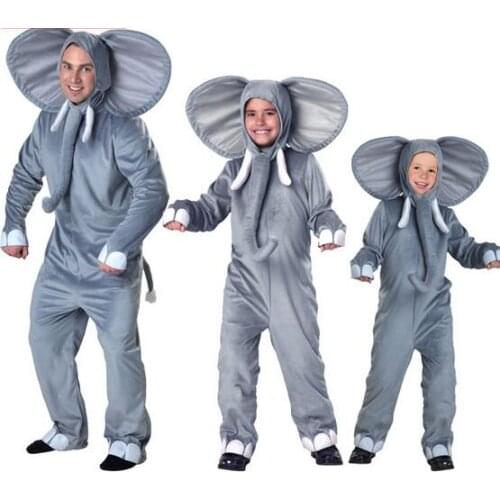 Hot Abult Kids Cartoon Animals Costumes Performance Jumpsuit Elephant Childrens Day Halloween Costume Parent child clothing