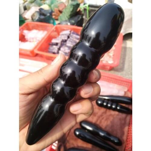 18cm length Natural black obsidian Crystal Stone Face Massage Stick/ Yoni Wand Slim Facial relax Stone Massage & Relaxation