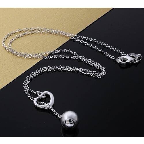 Fashion 925 Sterling Silver Smooth Heart Pendants And Necklaces For Women Double-Deck Chain Vintage Party Jewelry Gift GaaBou