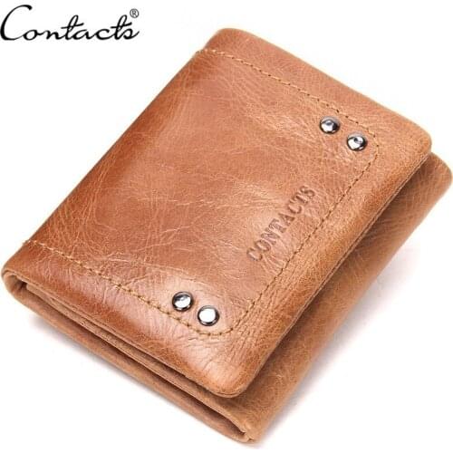 Wallets for Man Genuine Leather Mens Wallet Top Layer Cowhide Fashion Casual Buckle Mens Bag Card Holder