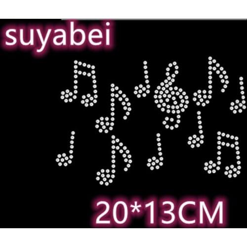 Music note strass iron hot fix rhinestone transfer motifs iron on crystal transfers design iron on applique patches for shirt