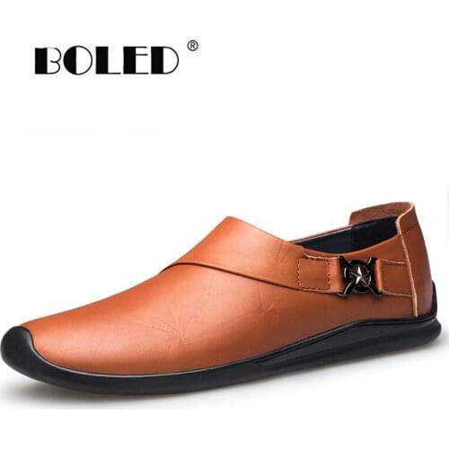 Natural Leather Men Shoes Moccasins Handmade Anti-Skid Autumn Loafers Shoes Men Classic Quality Leather Comfy Driving Shoe