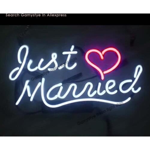 Just maried weding Neon light sign aesthetic Wall room decor Cute decoration teenager led indie