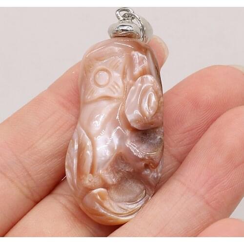 2021 New Mother of Pearl Shell Pendant Retro Feeling Flesh Pink Handmade Crafts Making DIY Necklace Bracelet Jewelry 20x45mm