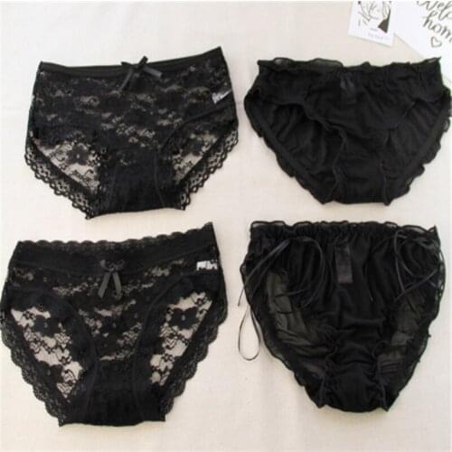 New 4Pcs/Lot Girl Panties Underwear Lace Briefs Cotton Lingerie Soft Comfortable Bowknot Cartoon Panty Wholesale FSRM-4