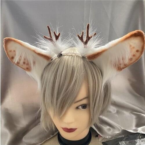 Lovely Deer Ears Horn Hairhoop Headwear for Girl Women Christmas Cosplay Costume Accessories Handmand