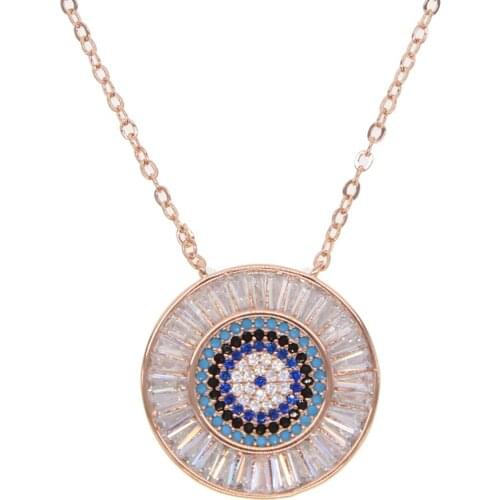 Geometric round disco disk charm necklace With full cubic zirconia luxury fine jewelry necklaces