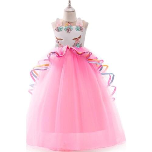 Children 4-14 Yrs Christmas Costume Kids Unicorn Dress For Girls Princess Dresses Wedding Party Ball Gown Carnival Tutu Vestitos