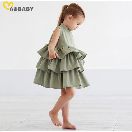 Ma&Baby 1-6Y Summer Toddler Kid Children Girls Tutu Dress Sleeveless Turtleneck Ruffles Dress Travel Holiday Dresses For Girls