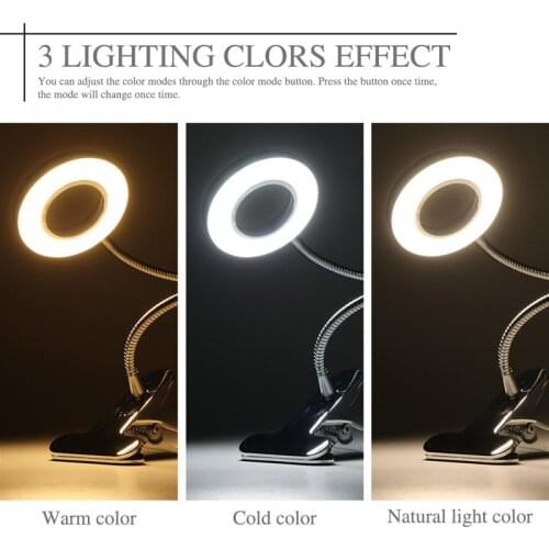 Portable LED Table Lamp Clip Table Lamp Tattoo Light Permanent Eyebrow Manicure Light for Nail Makeup Bed Use USB Beauty Tools