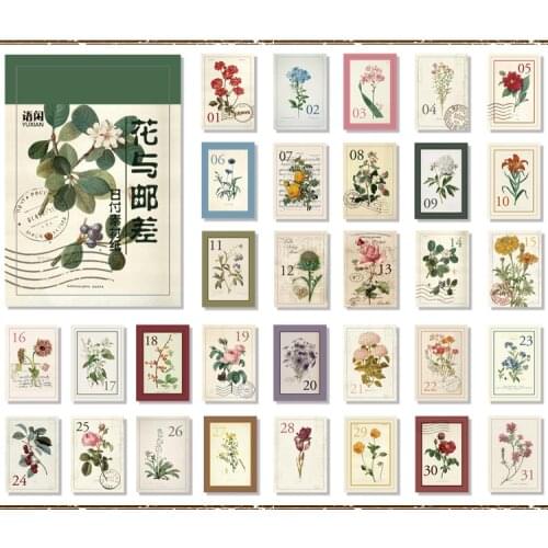 Retro Plants Series paper Sticky Notes Floral translucent Memo Pad Diary Stationary Flakes Scrapbook Decorative Vintage