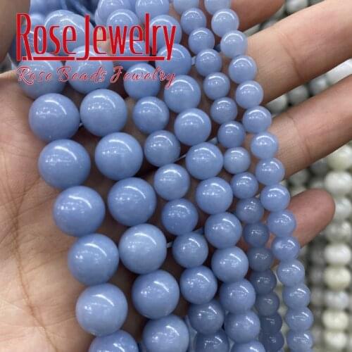 AAAAA quality Natural Angelite Stone Beads Round Loose Beads 6 8 10MM 15" Strand DIY fashion bracelet For design Jewelry Making