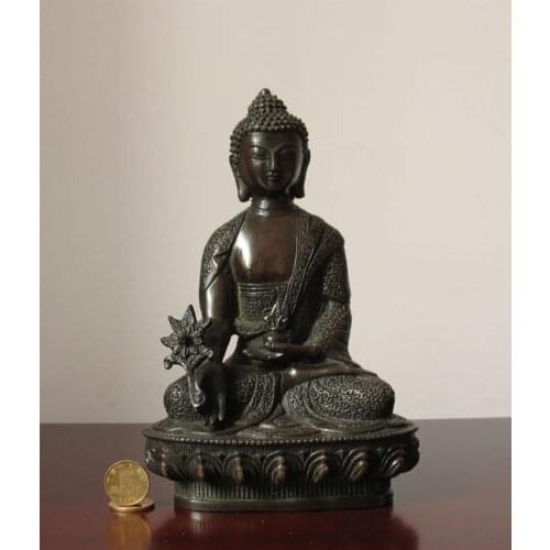 Tibetan Buddhism Antique Bronze Medicine bhagavan Bhaisajya Buddha Old Statue